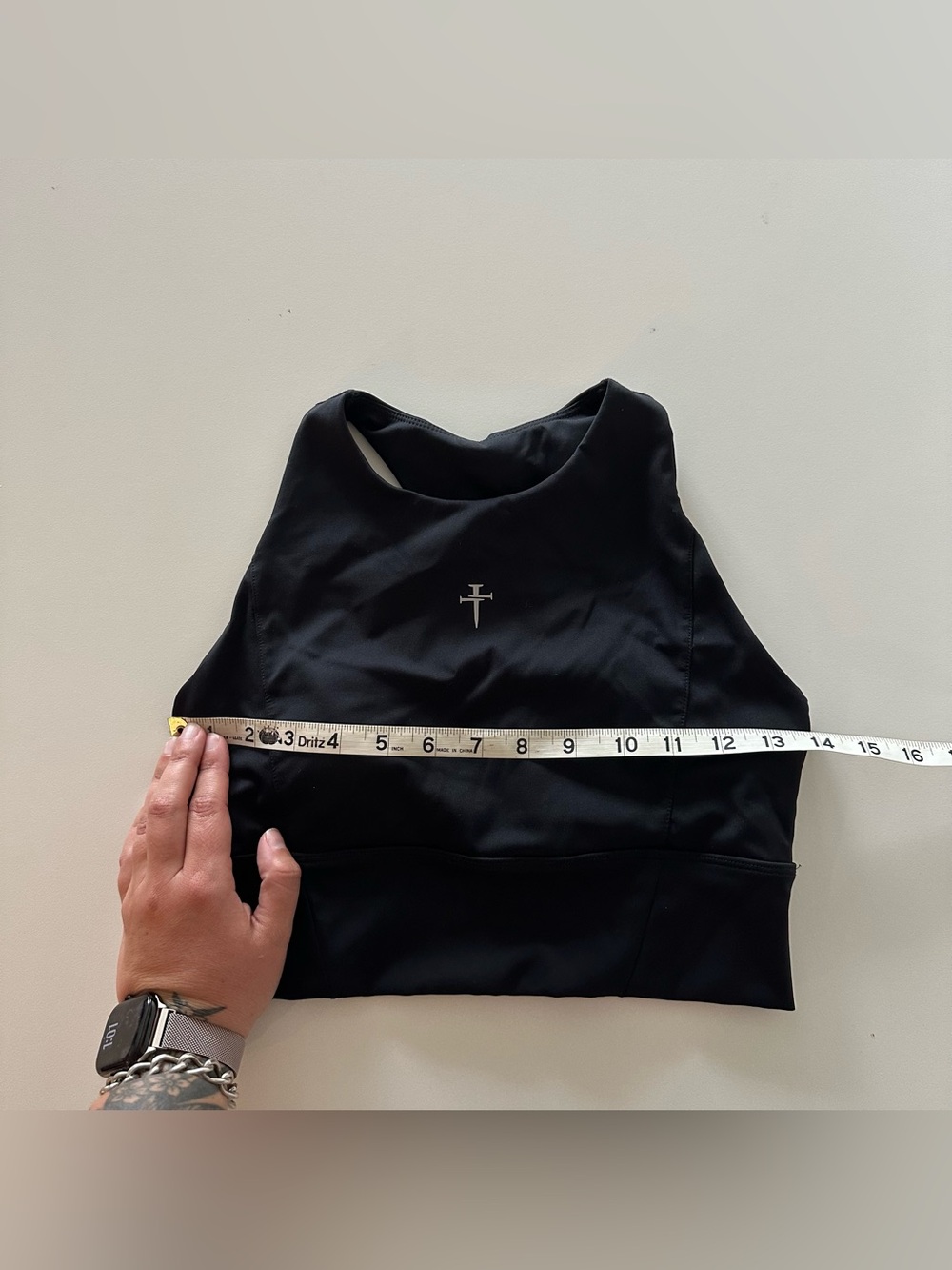 Three Nails Endura-Train High Neck Longline Black Sports Bra Compression S Crop - Picture 3 of 7